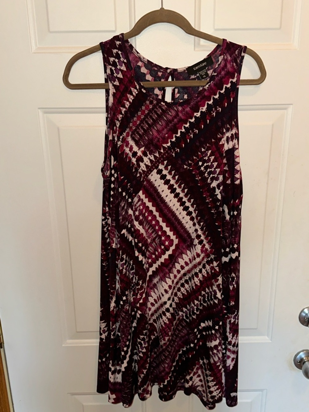 Karen Kane Purple Pink and Cream Geometric Midi Dress